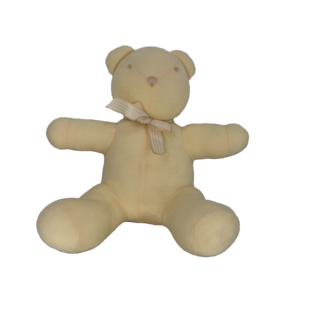Vintage Ralph Lauren baby bear rattle plush soft yellow cream script tag 90s